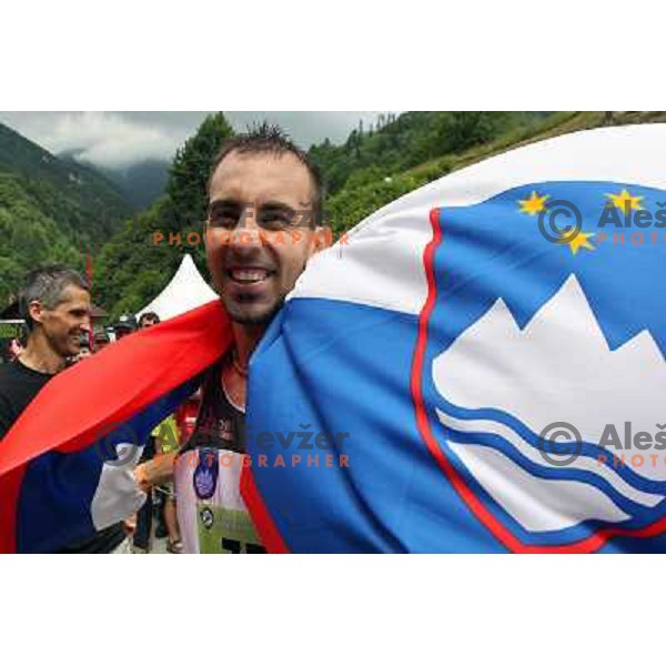 Mitja Kosovelj of Slovenia, winner of 8th World Long Distance Mountain Running Challenge in Slovenia on June 18, 2011. Start in Petrovo Brdo, finish in Podbrdo, 37.5 km with total of 5300 meters of climbs and descents 
