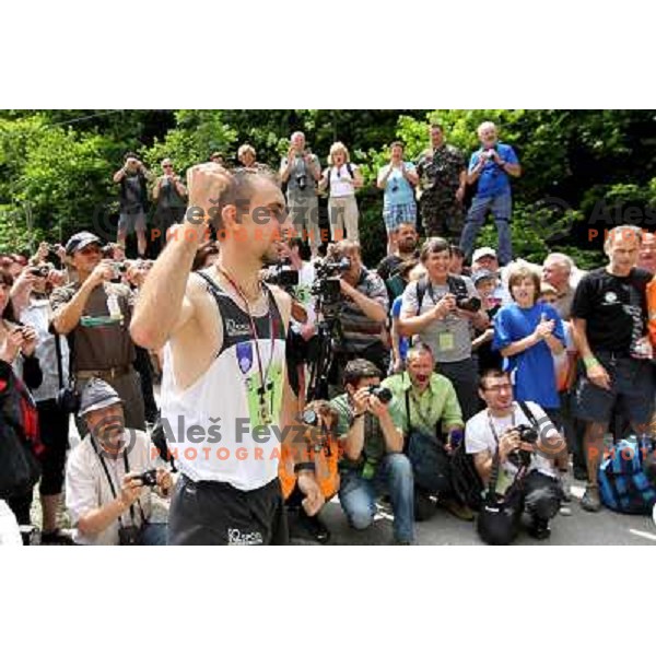 Mitja Kosovelj of Slovenia, winner of 8th World Long Distance Mountain Running Challenge in Slovenia on June 18, 2011. Start in Petrovo Brdo, finish in Podbrdo, 37.5 km with total of 5300 meters of climbs and descents 