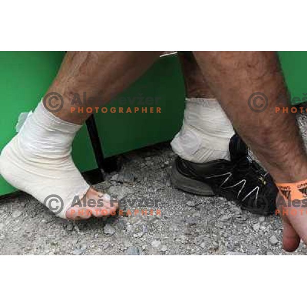Mitja Kosovelj of Slovenia, winner of 8th World Long Distance Mountain Running Challenge in Slovenia on June 18, 2011. Start in Petrovo Brdo, finish in Podbrdo, 37.5 km with total of 5300 meters of climbs and descents 