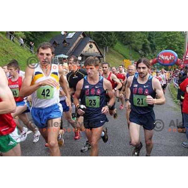 400 runners from 21 countries took part at 8th World Long Distance Mountain Running Challenge in Slovenia on June 18, 2011. Start in Petrovo Brdo, finish in Podbrdo, 37.5 km with total of 5300 meters of climbs and descents 