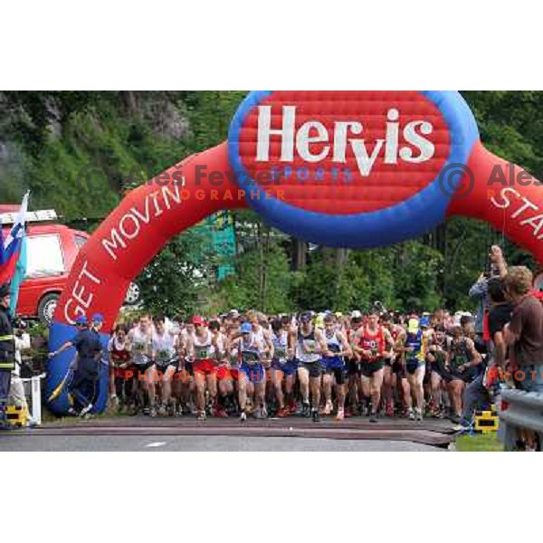 400 runners from 21 countries took part at 8th World Long Distance Mountain Running Challenge in Slovenia on June 18, 2011. Start in Petrovo Brdo, finish in Podbrdo, 37.5 km with total of 5300 meters of climbs and descents 