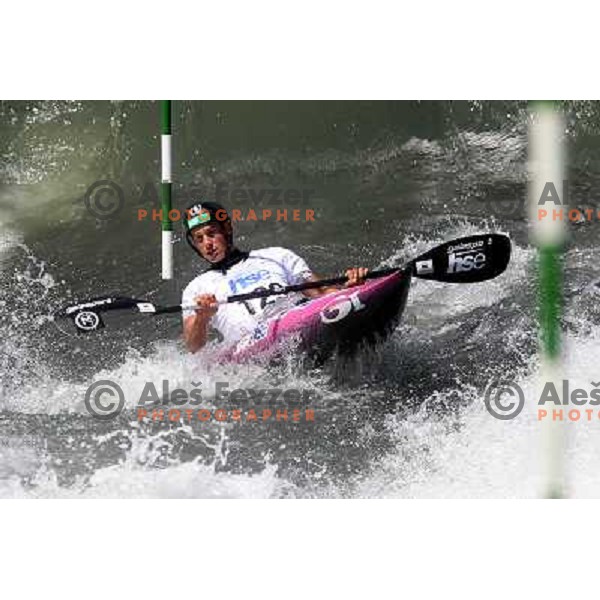Jure Meglic of Slovenia in action during ICF Canoe Slalom World Cup race SLOKA 2011 in Tacen, Ljubljana, Slovenia on June 25,2011 