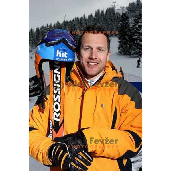 Jure Kosir, alpine skiier and Olympic bronze medalist in slalom at 1994 games in Lilehammer during free ride skiing at Kravec ski resort, Slovenia on March 22,2007 