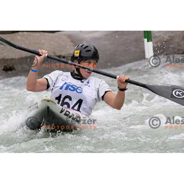 Eva Tercelj of Slovenia in action during ICF Canoe Slalom World Cup race in Tacen, Slovenia on June 26,2011 