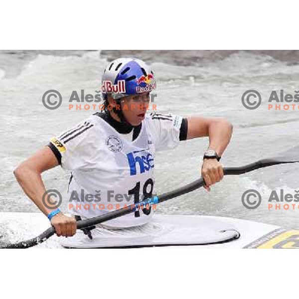 Jana Dukatova of Slovakia in action during ICF Canoe Slalom World Cup race in Tacen, Slovenia on June 26,2011 