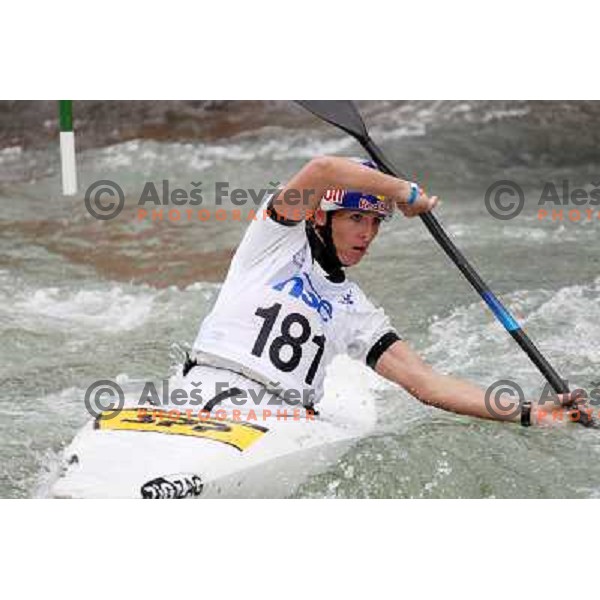 Jana Dukatova of Slovakia in action during ICF Canoe Slalom World Cup race in Tacen, Slovenia on June 26,2011 