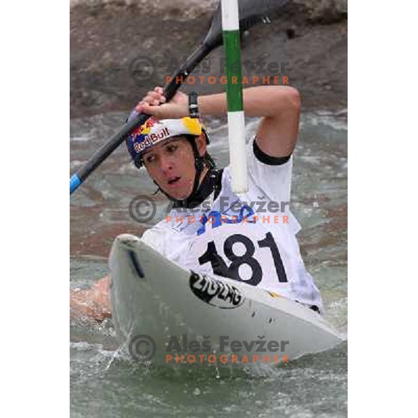 Jana Dukatova of Slovakia in action during ICF Canoe Slalom World Cup race in Tacen, Slovenia on June 26,2011 