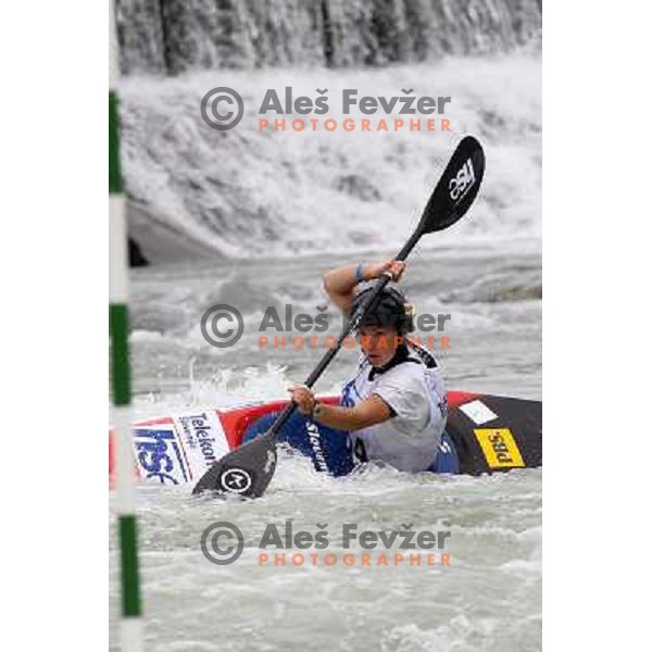 Eva Tercelj of Slovenia in action during ICF Canoe Slalom World Cup race in Tacen, Slovenia on June 26,2011 