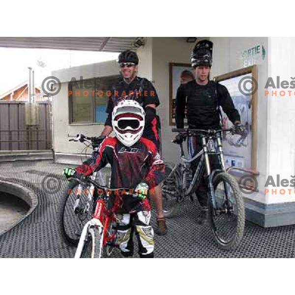 Matjaz Macek waiting for the gondola DMC 1 (1850- 2100 meters) in MTB park in Alpe d\'Huez ski resort, France on August 3, 2011 