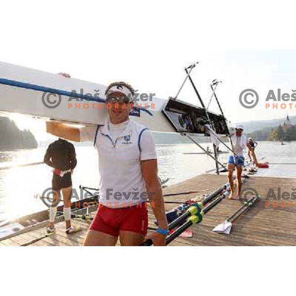 Luka Spik and Iztok Cop of Slovenia during practice session at Lake Bled a day before first races at 2011 World Rowing Championships at Bled, Slovenia on August 28,2011 