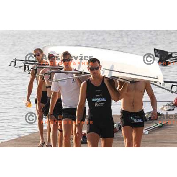 Early morning practice session at Lake Bled a day before first races at 2011 World Rowing Championships at Bled, Slovenia on August 28,2011 