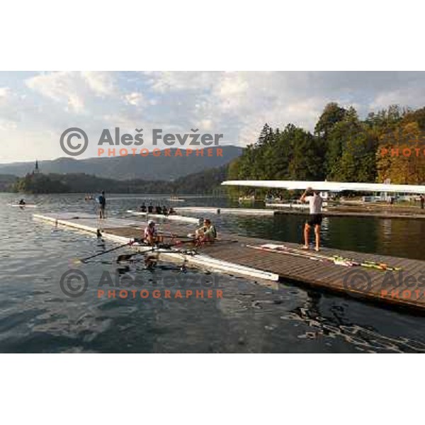 Early morning practice session at Lake Bled a day before first races at 2011 World Rowing Championships at Bled, Slovenia on August 28,2011 