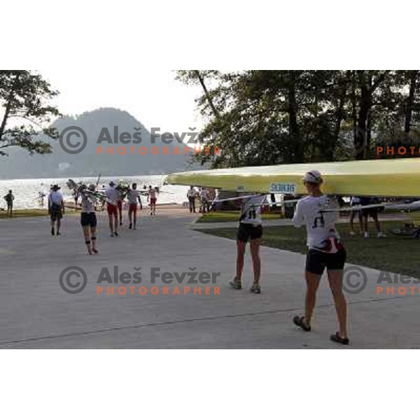 Early morning practice session at Lake Bled a day before first races at 2011 World Rowing Championships at Bled, Slovenia on August 28,2011 