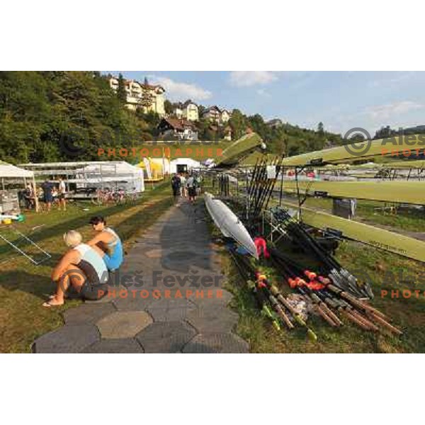 Early morning practice session at Lake Bled a day before first races at 2011 World Rowing Championships at Bled, Slovenia on August 28,2011 