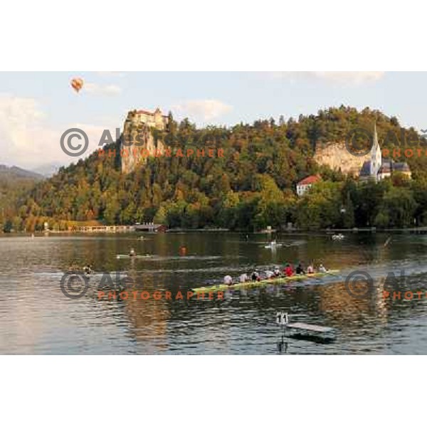 Early morning practice session at Lake Bled a day before first races at 2011 World Rowing Championships at Bled, Slovenia on August 28,2011 