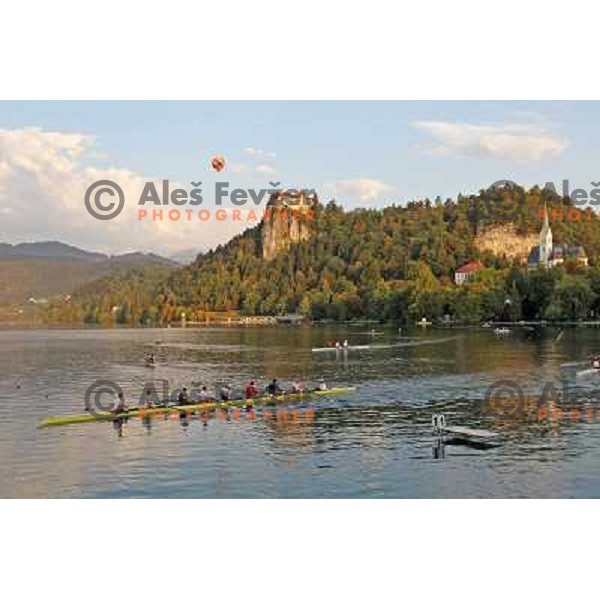Early morning practice session at Lake Bled a day before first races at 2011 World Rowing Championships at Bled, Slovenia on August 28,2011 