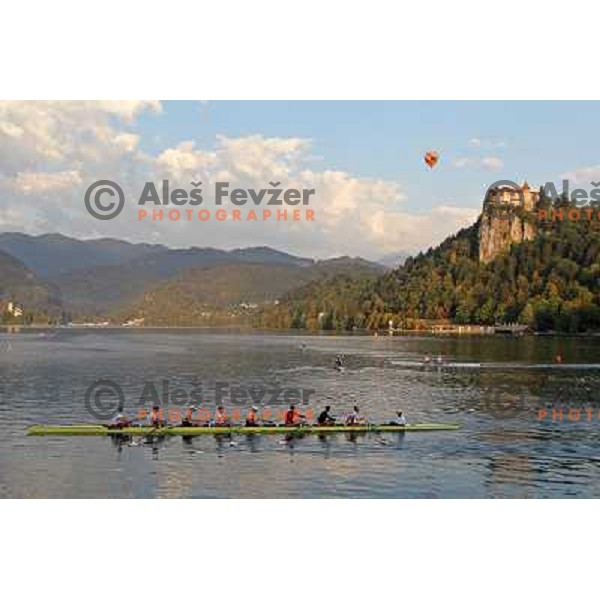 Early morning practice session at Lake Bled a day before first races at 2011 World Rowing Championships at Bled, Slovenia on August 28,2011 