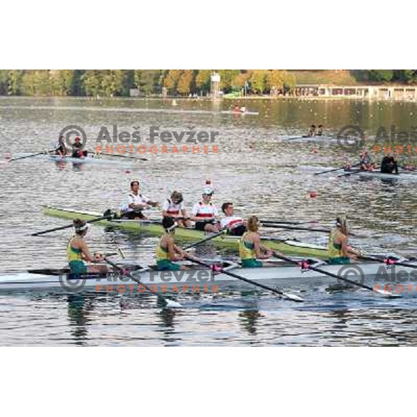 Early morning practice session at Lake Bled a day before first races at 2011 World Rowing Championships at Bled, Slovenia on August 28,2011 