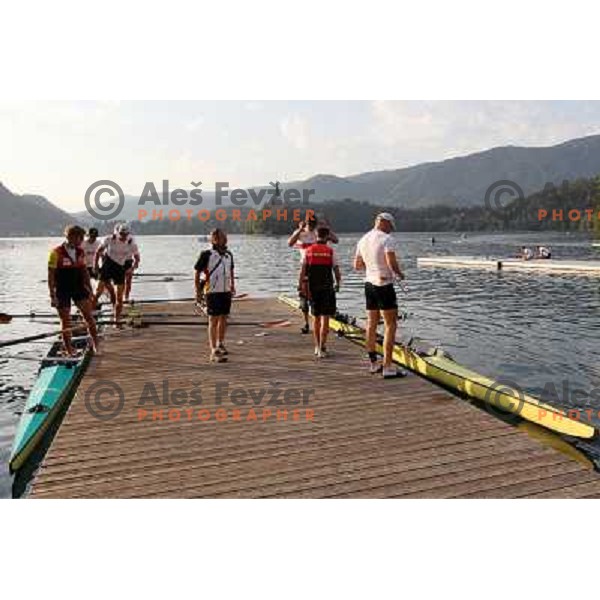 Early morning practice session at Lake Bled a day before first races at 2011 World Rowing Championships at Bled, Slovenia on August 28,2011 