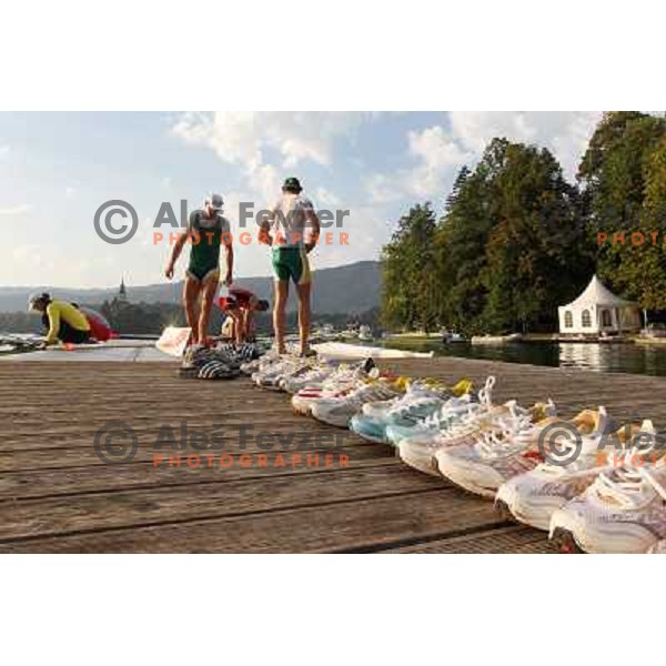Early morning practice session at Lake Bled a day before first races at 2011 World Rowing Championships at Bled, Slovenia on August 28,2011 