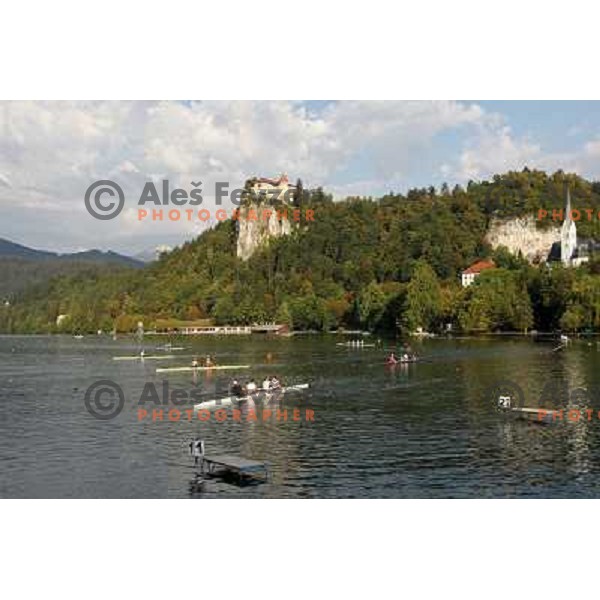 Early morning practice session at Lake Bled a day before first races at 2011 World Rowing Championships at Bled, Slovenia on August 28,2011 