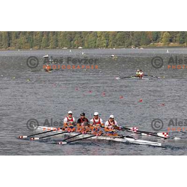 Early morning practice session at Lake Bled a day before first races at 2011 World Rowing Championships at Bled, Slovenia on August 28,2011 