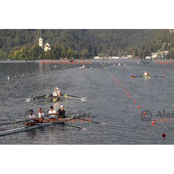 Early morning practice session at Lake Bled a day before first races at 2011 World Rowing Championships at Bled, Slovenia on August 28,2011 