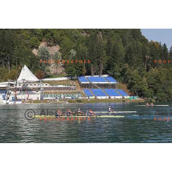 Early morning practice session at Lake Bled a day before first races at 2011 World Rowing Championships at Bled, Slovenia on August 28,2011 