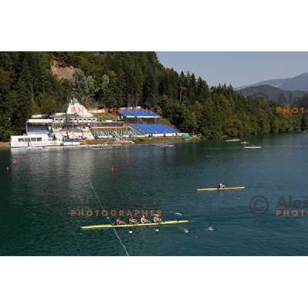 Early morning practice session at Lake Bled a day before first races at 2011 World Rowing Championships at Bled, Slovenia on August 28,2011 