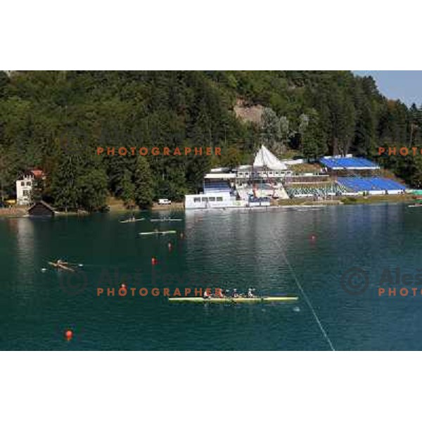 Early morning practice session at Lake Bled a day before first races at 2011 World Rowing Championships at Bled, Slovenia on August 28,2011 