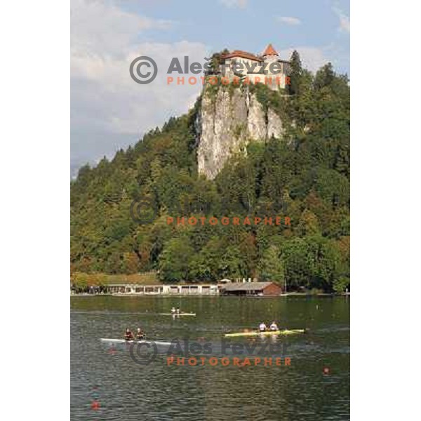 Early morning practice session at Lake Bled a day before first races at 2011 World Rowing Championships at Bled, Slovenia on August 28,2011 