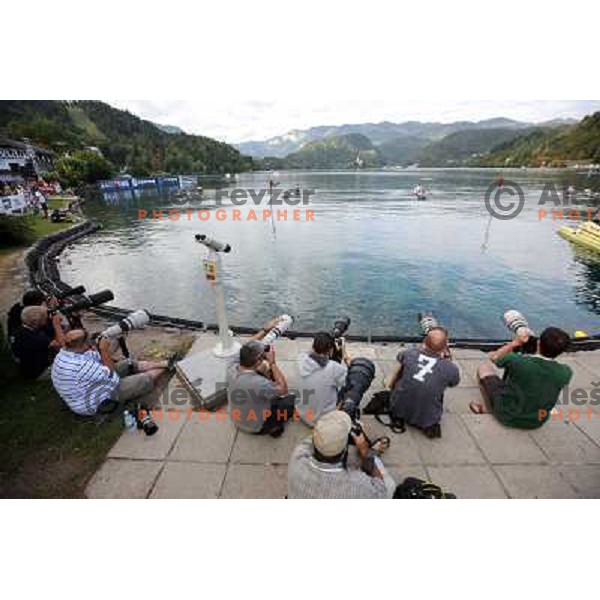 Photographers at work during first day of competition at 2011 World Rowing Championships at Bled, Slovenia on August 28,2011 
