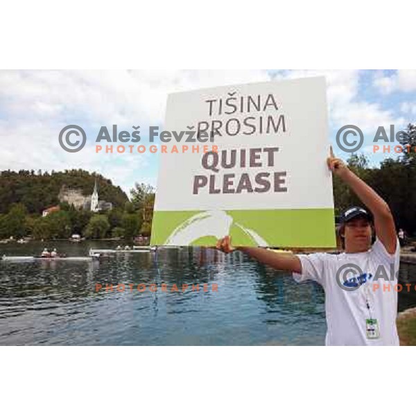 Photographers at work during first day of competition at 2011 World Rowing Championships at Bled, Slovenia on August 28,2011 