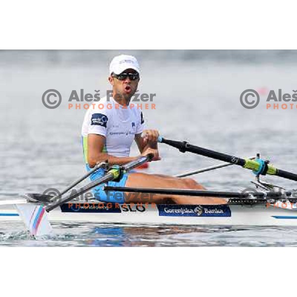 Rajko Hrvat of Slovenia in action during first day of competition at 2011 World Rowing Championships at Bled, Slovenia on August 28,2011 