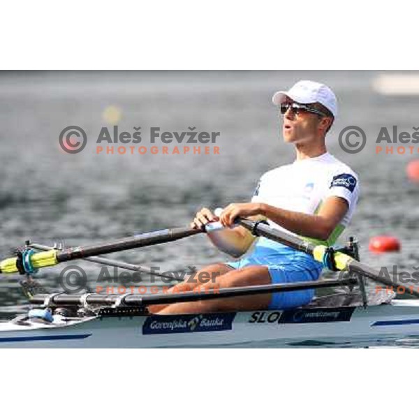 Rajko Hrvat of Slovenia in action during first day of competition at 2011 World Rowing Championships at Bled, Slovenia on August 28,2011 