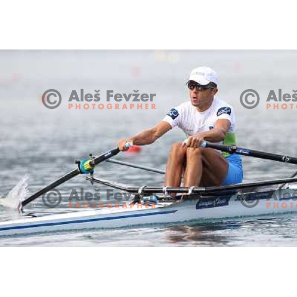 Rajko Hrvat of Slovenia in action during first day of competition at 2011 World Rowing Championships at Bled, Slovenia on August 28,2011 