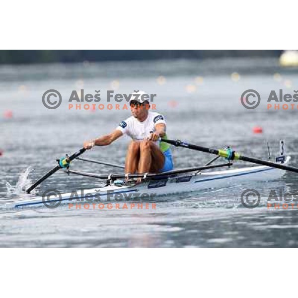 Rajko Hrvat of Slovenia in action during first day of competition at 2011 World Rowing Championships at Bled, Slovenia on August 28,2011 