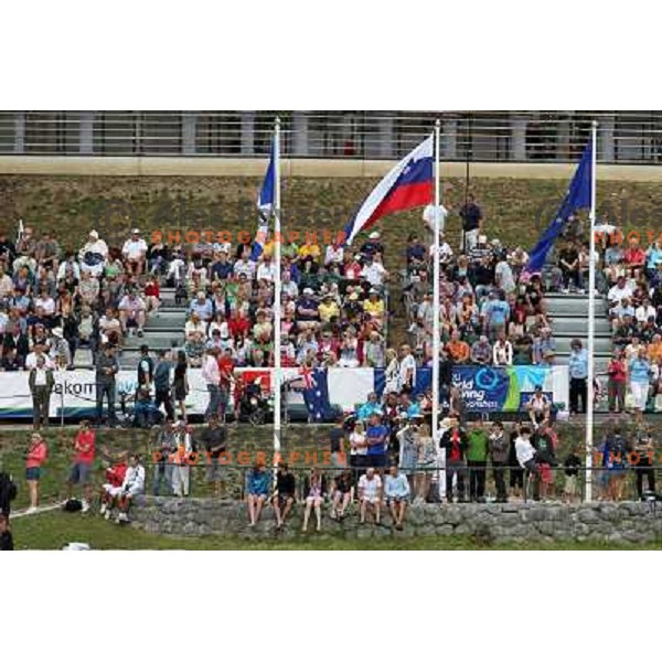 Fans in action during first day of competition at 2011 World Rowing Championships at Bled, Slovenia on August 28,2011 