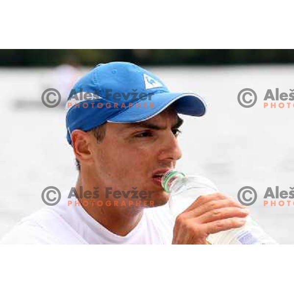 Gasper Fistravec of Slovenia in action during first day of competition at 2011 World Rowing Championships at Bled, Slovenia on August 28,2011 