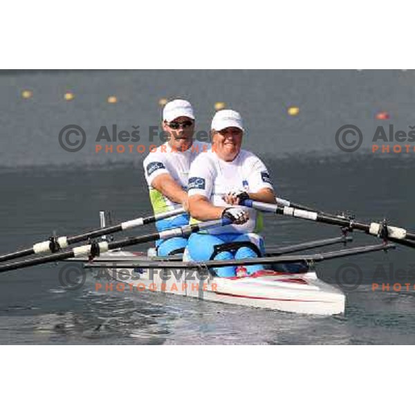 Dejan Fabcic and Mojca Tomazin, slovene diasbled rowers in action during third day of competition at 2011 World Rowing Championships at Bled, Slovenia on August 30,2011 