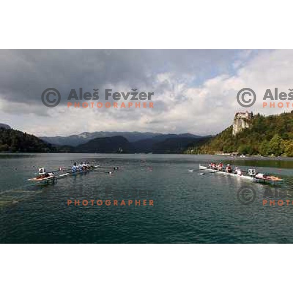 Rowers at the start during third day of competition at 2011 World Rowing Championships at Bled, Slovenia on August 30,2011 