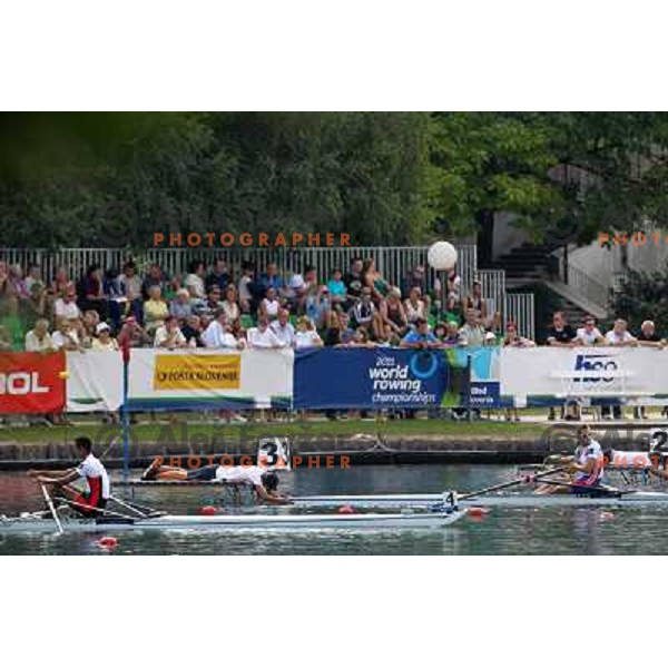 Rowers at the start during third day of competition at 2011 World Rowing Championships at Bled, Slovenia on August 30,2011 