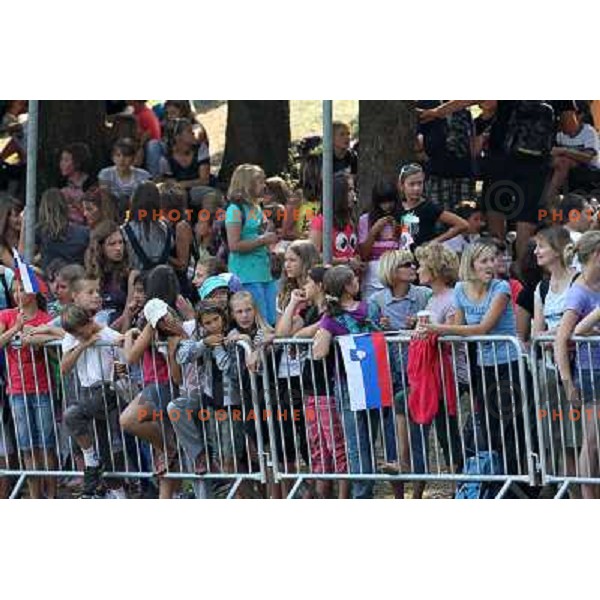 Spectators in Velika Zaka during semi-final of 2011 World Rowing Championships at Bled, Slovenia on September 1,2011 