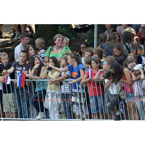 Spectators in Velika Zaka during semi-final of 2011 World Rowing Championships at Bled, Slovenia on September 1,2011 