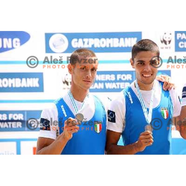 Luca De Maria and Armando Dell\'Aquila of Italy, silver medalists in category LM2- at 2011 World Rowing Championships at Bled, Slovenia on September 1,2011 
