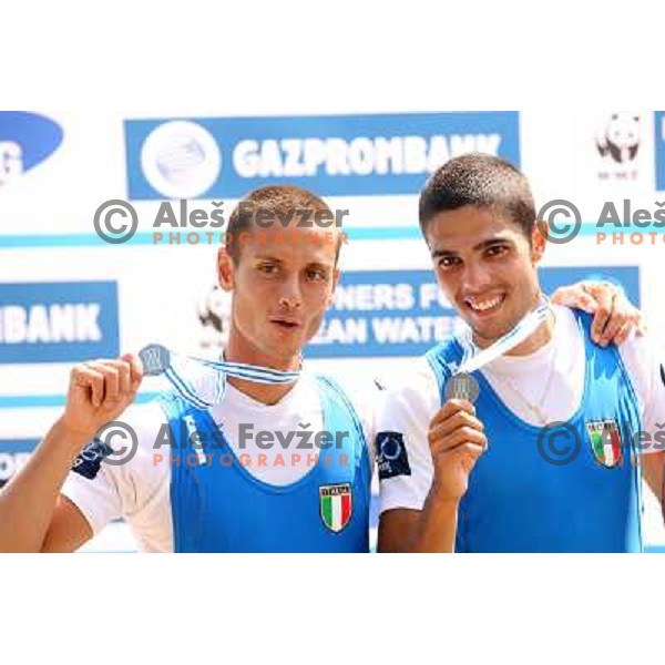 Luca De Maria and Armando Dell\'Aquila of Italy, silver medalists in category LM2- at 2011 World Rowing Championships at Bled, Slovenia on September 1,2011 