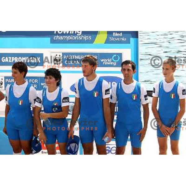 Team Italy, bronze medalists in category IDMi 4x of Disabled Rowers at 2011 World Rowing Championships at Bled, Slovenia on September 1,2011 