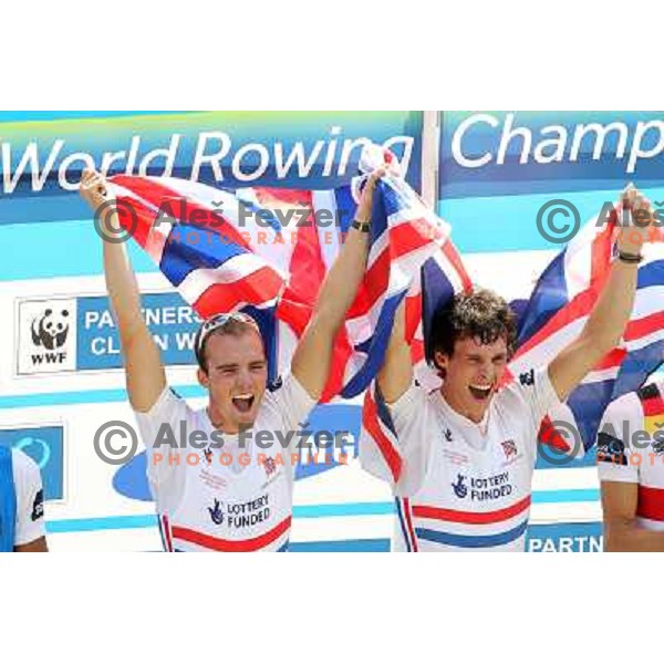Peter Chambers and Kieren Emery of Great Britain, gold medalists in category LM2- at 2011 World Rowing Championships at Bled, Slovenia on September 1,2011 