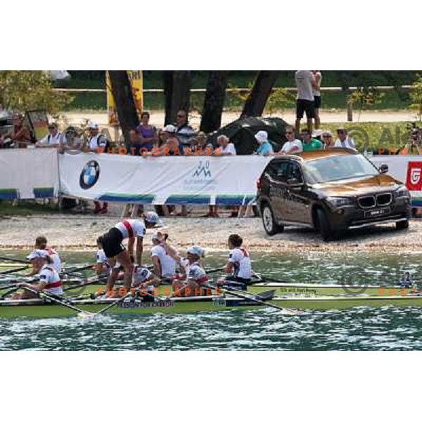 Team Germany, gold medalists in category Women\'s Quadruple Sculls in the Final of 2011 World Rowing Championships at Bled, Slovenia on September 1,2011 