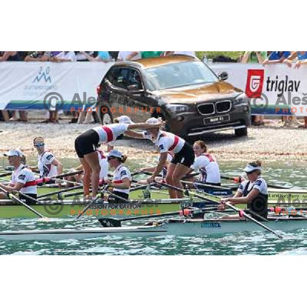 Team Germany, gold medalists in category Women\'s Quadruple Sculls in the Final of 2011 World Rowing Championships at Bled, Slovenia on September 1,2011 